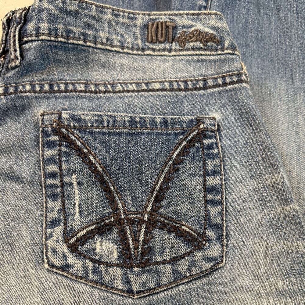 Kut From The Kloth Distressed Mid Rise Boyfriend Jeans Womens Size 10 Blue Denim - Picture 6 of 9